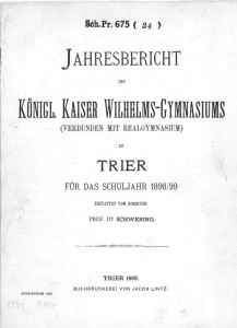 Jahresbericht des Königl. Kaiser Wilhelms-Gymansiums 1898/89 