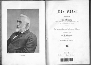 Bildnis Dronkes und Titelblatt seines Eifelbuchs von 1899